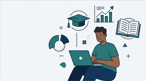 Estudiante aprendiendo en línea